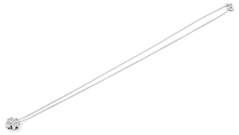 Beneto Strieborný náhrdelník Štvorlístok so zirkónmi AAGS162 45 (retiazka, prívesok)