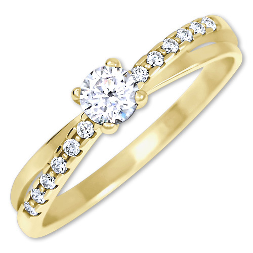Brilio Pôvabný prsteň s kryštálmi zo zlata 229 001 00810 51 mm