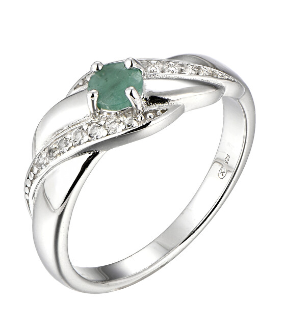 Brilio Silver Nádherný strieborný prsteň so smaragdom Precious Stone SR08997E 50 mm