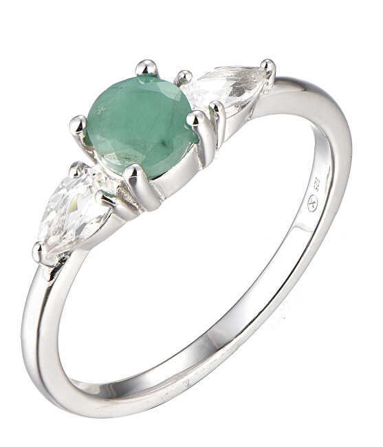 Brilio Silver Oslnivý strieborný prsteň so smaragdom Precious Stone SR09031D 50 mm
