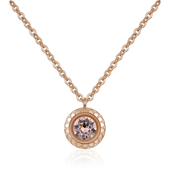 Brosway Ružovo pozlátený oceľový náhrdelník s kryštálom Magic BGI07