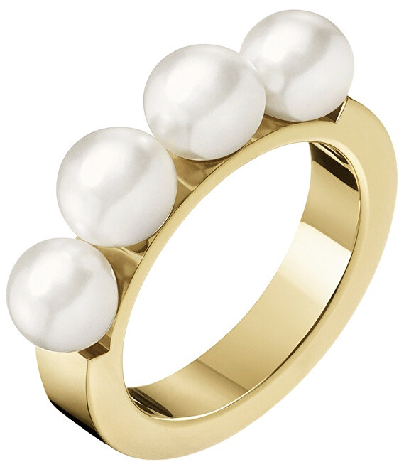 Calvin Klein Pozlátený prsteň s perličkami Circling KJAKJR1401 55 mm