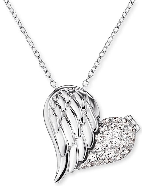 Engelsrufer Strieborný náhrdelník Medailónik srdce s krídlom a zirkónmi ERN-WITHLOVE-2Z