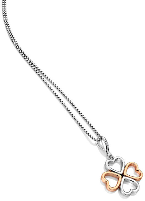 Hot Diamonds Bicolor strieborný čtyřlístkový náhrdelník s diamantom Lucky in Love DP769