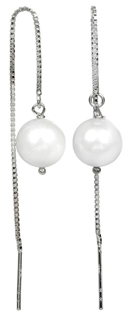 JwL Luxury Pearls Strieborné retiazkové náušnice s bielou perlou JL0204