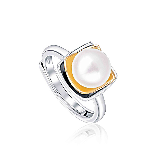 JwL Luxury Pearls Bicolor strieborný prsteň s pravou perlou JL0623