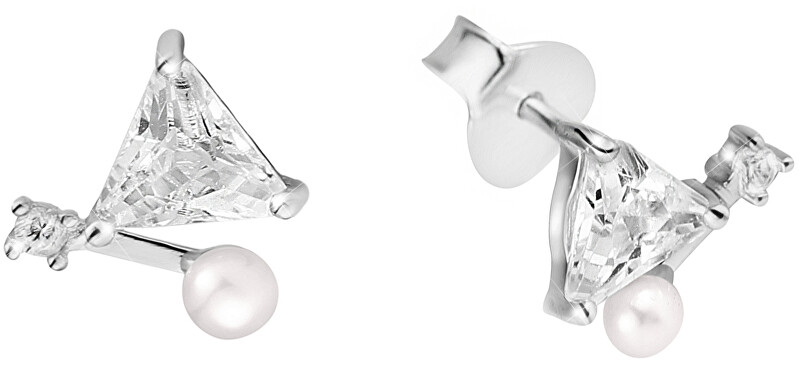 JwL Luxury Pearls Jemné náušnice s pravou perlou a kryštály JL0586
