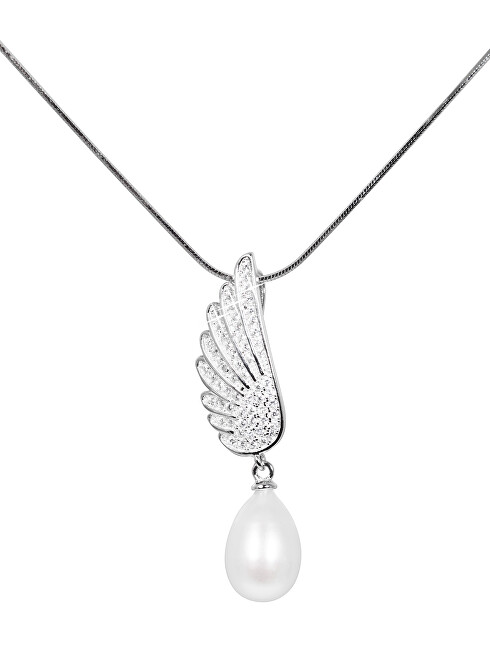 JwL Luxury Pearls Perlový náhrdelník s bielou pravou perlou a zirkónmi JL0535