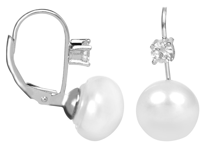 JwL Luxury Pearls Strieborné náušnice s bielou perlou a kryštálom JL0400