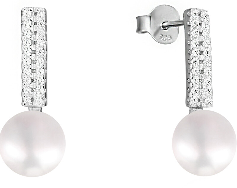 JwL Luxury Pearls Strieborné náušnice s perlou a zirkónmi JL0587