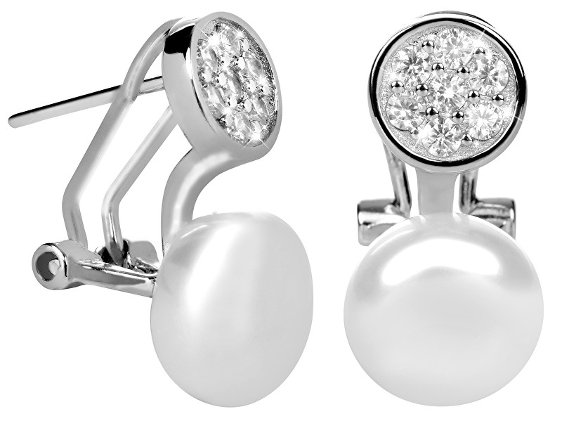 JwL Luxury Pearls Strieborné náušnice s pravou perlou a zirkónmi JL0393