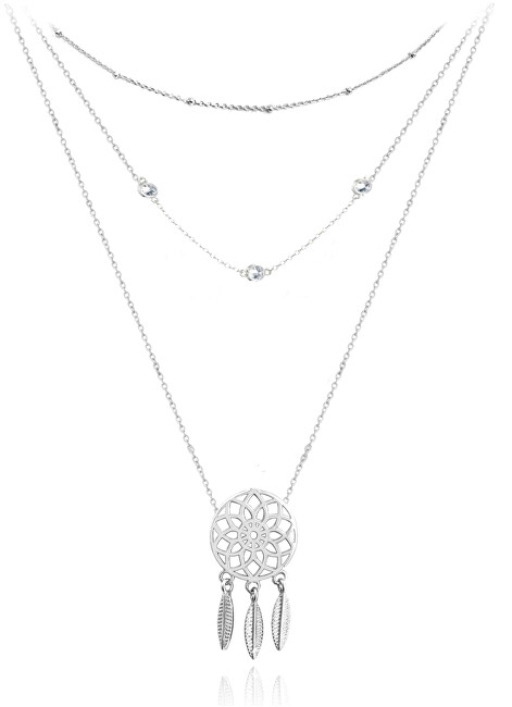 JVD Strieborný trojitý náhrdelník Lapač snov SVLN0154XH20042