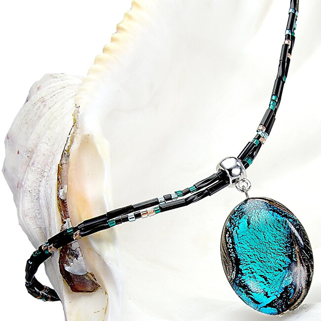 Lampglas Tajomný náhrdelník Deep Sea s perlou Lampglas s rýdzim striebrom NP 11