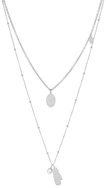 Liu.JO Dvojitý oceľový náhrdelník s príveskami LJ1441