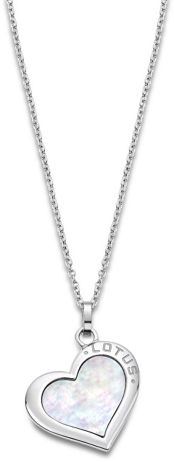 Lotus Style Oceľový náhrdelník s perleťovým srdcom LS2024-1   1