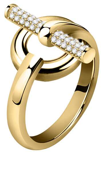 Morellato Elegantný pozlátený prsteň z ocele s kryštálmi Abbraccio SAUC09 52 mm