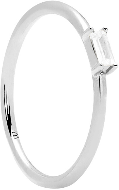 PDPAOLA Minimalistický prsteň zo striebra s trblietavým zirkónom AMANI Silver AN02-146 50 mm