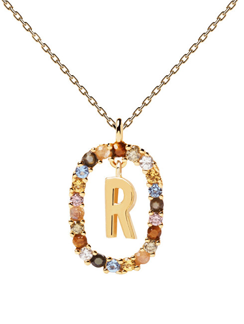 PDPAOLA Krásny pozlátený náhrdelník písmeno  R  LETTERS CO01-277-U (retiazka, prívesok)