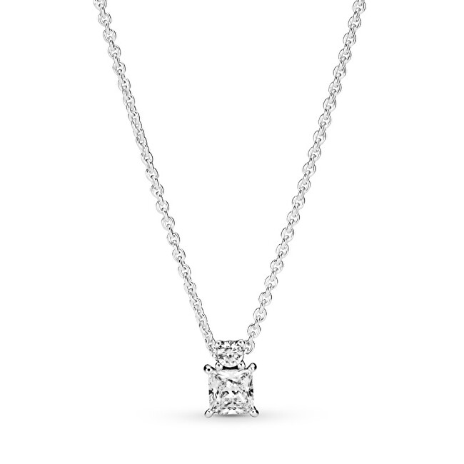 Pandora Jemný strieborný náhrdelník so zirkónmi Timeless 390048C01-45 (retiazka, prívesok)