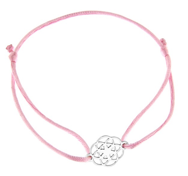 Praqia Jewellery Šnúrkový ružový kabala náramok Mandala KA6200