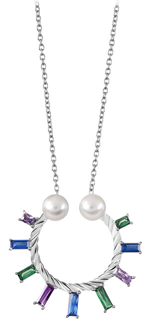 Silver Cat Dámsky náhrdelník so zirkónmi a perlami SC349