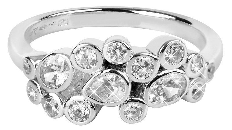 Silver Cat Oslnivý prsteň so zirkónmi SC279 54 mm