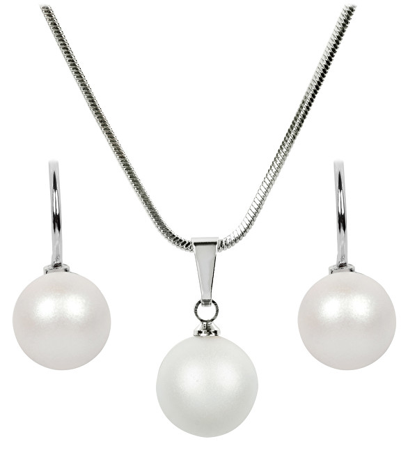 Levien Súprava náhrdelníka a náušníc Pearl Pearlescent White SET-041