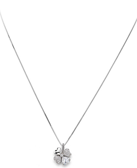 Amen Originálny strieborný náhrdelník so zirkónmi Love CLPQUBB (retiazka, prívesok)