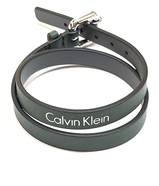 Calvin Klein Dvojitý tmavo zelený kožený náramok Adventure KJ5NGB79020 38 cm - S