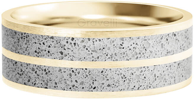 Gravelli Betónový prsteň Fusion Double line zlatá   šedá GJRWYGG112 50 mm