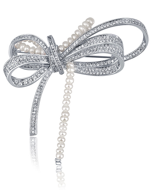 JwL Luxury Pearls Luxusná dámska brošňa s perličkami 2v1 Mašľa JL0666