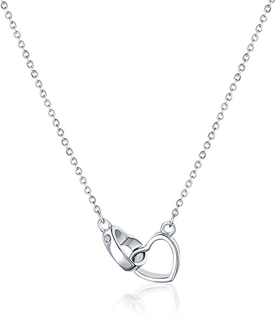 JVD Strieborný náhrdelník Spojená srdce SVLN0051XD50045