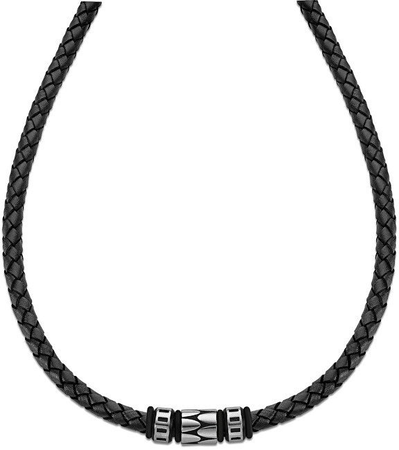 Lotus Style Čierny kožený náhrdelník LS2068-1   2