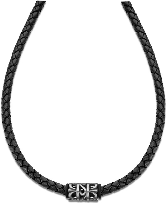 Lotus Style Čierny kožený náhrdelník LS2069-1   2