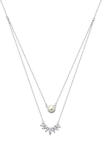 Lotus Silver Nadčasový strieborný náhrdelník s perlou a čírymi zirkónmi LP1986-1   1