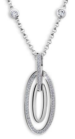 Modesi Elegantný strieborný náhrdelník so zirkónmi WYDBK-N (retiazka, prívesok)