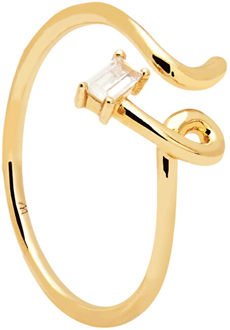 PDPAOLA Elegantný pozlátený prsteň so zirkónom NEMA Gold AN01-153 54 mm