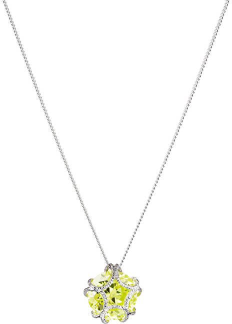 Preciosa Strieborný náhrdelník s trblietavým príveskom Fine 5063 65 žltý