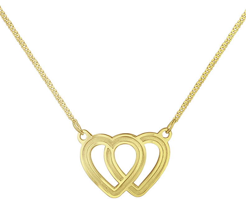 Praqia Jewellery Nádherný pozlátený náhrdelník s prepojenými srdci Lovela N6255