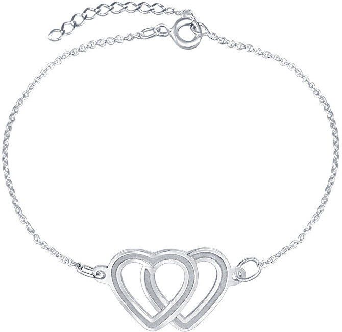 Praqia Jewellery Nádherný strieborný náramok s prepojenými srdci Lovela KA6063_RH
