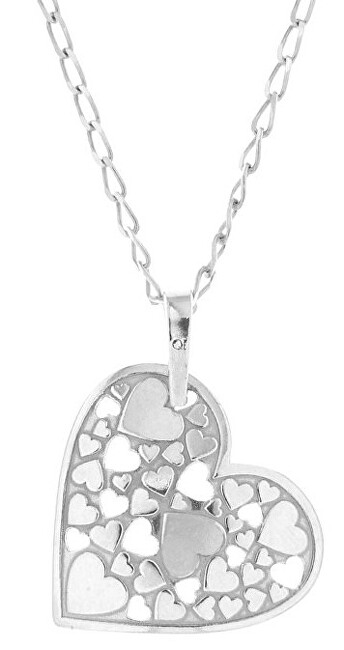 Praqia Jewellery Originálne strieborný náhrdelník Silver Love KO6149_FI040_45_RH (retiazka, prívesok)