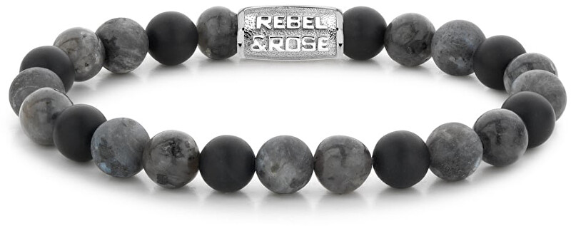 Rebel&Rose Obrúbený náramok Grey Rocks RR-80069-S 16,5 cm - S