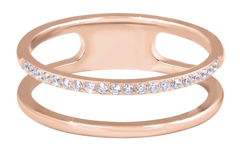 Troli Dvojitý minimalistický prsteň z ocele Rose Gold 50 mm