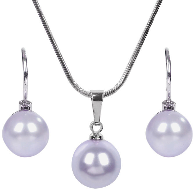 Levien Pôvabná sada náhrdelníka a náušníc Pearl Lavender